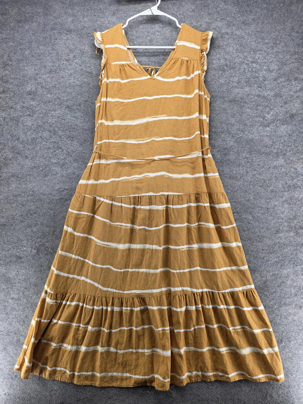 Simply Vera Vera Wang Dress Womens Large Yellow Stripe V Neck Sundress